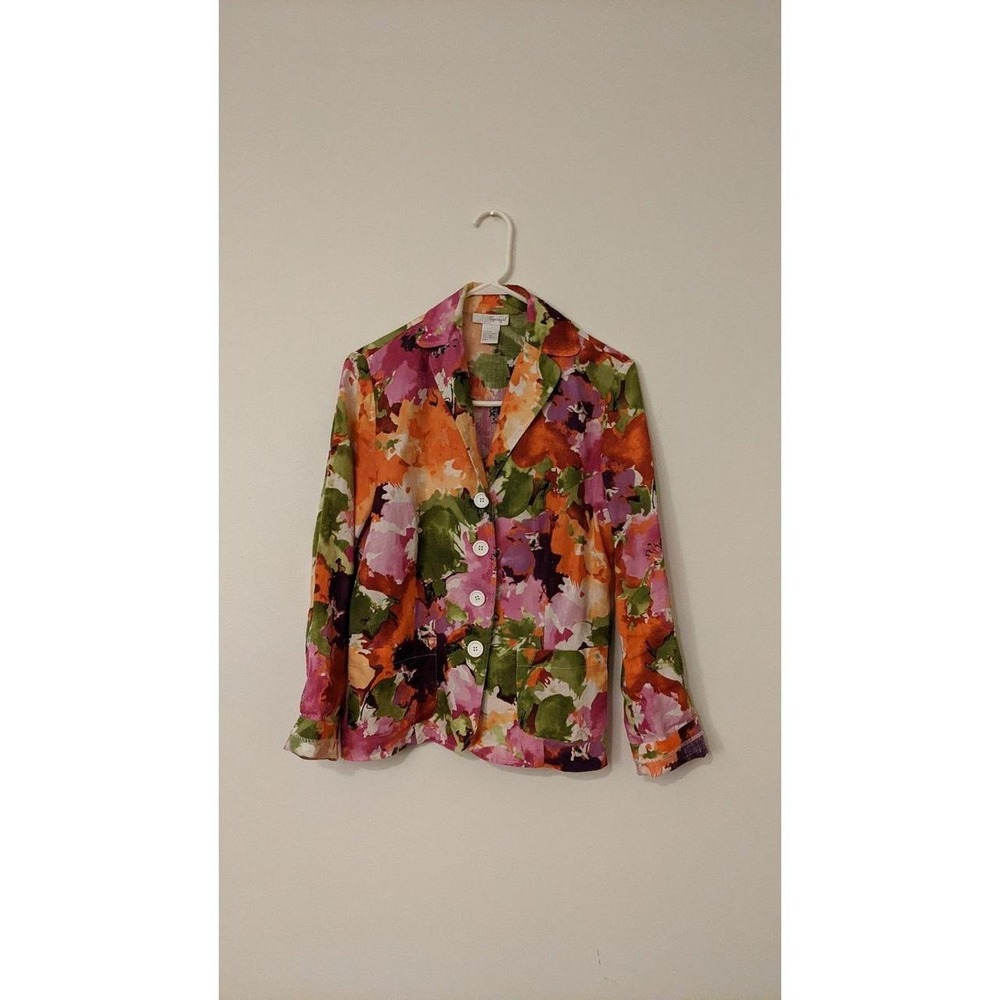 Speigel Linen Jacket Floral Size 6 - Picture 2 of 8